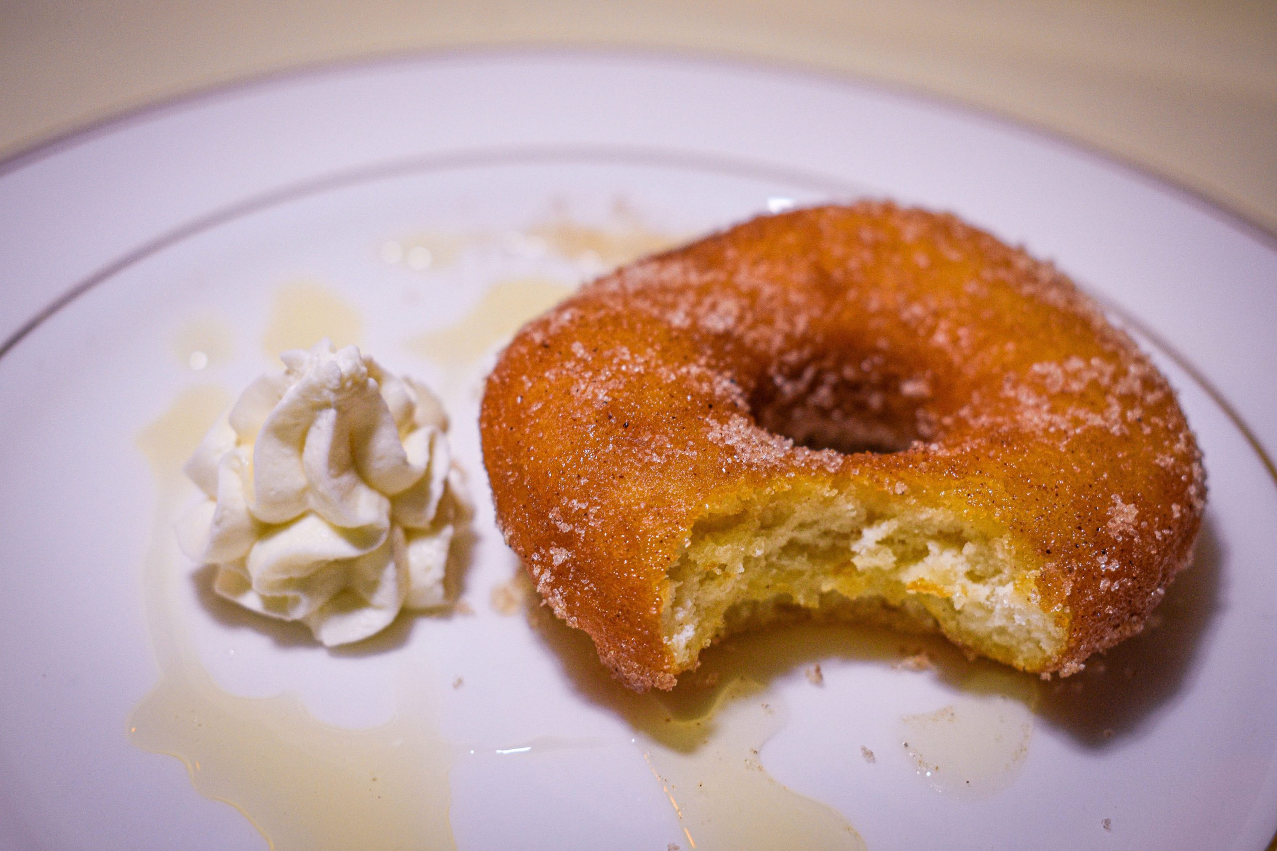 Homemade churro doughnut, drizzled with agave Wedding Food and Drink