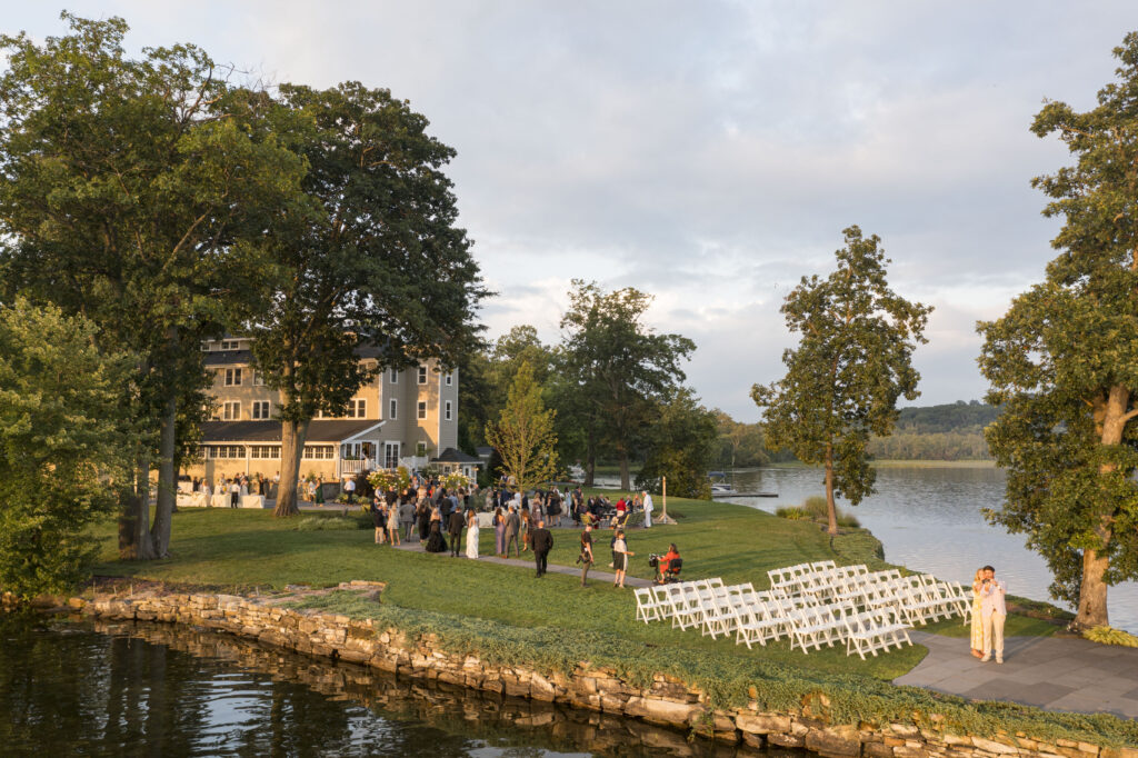 A lake site a wedding theme